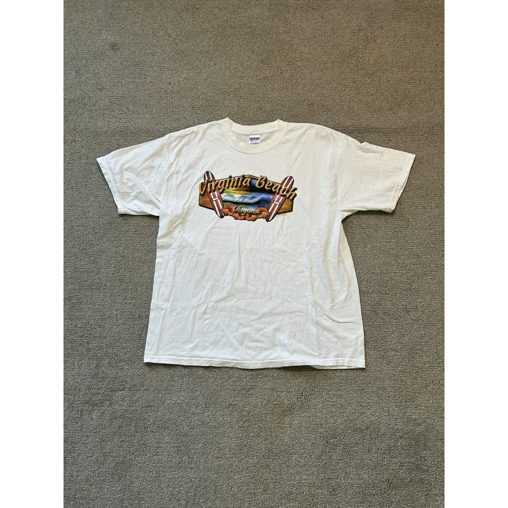RARE Y2K White Joe Cool Virginia Beach Single Stitch T-Shirt 100% Cotton Size XL